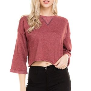 Cropped comfy burgundy sweatshirt